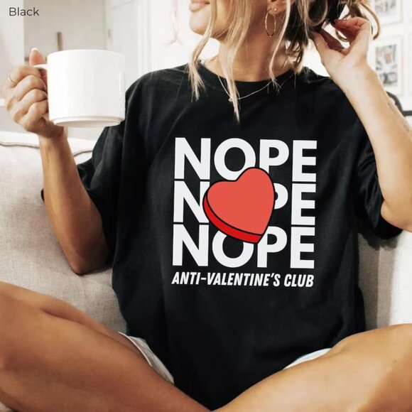 Tops - Anti Valentines Club Graphic Tee, Funny Single Valentine Shirt